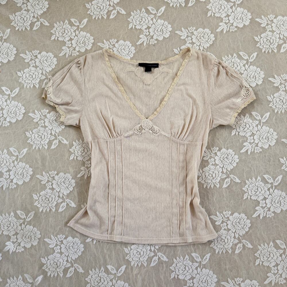 Vintage Y2K Express Design Studio Lace Trim Top Size L